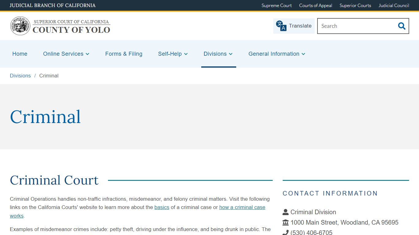 Criminal | County of Yolo